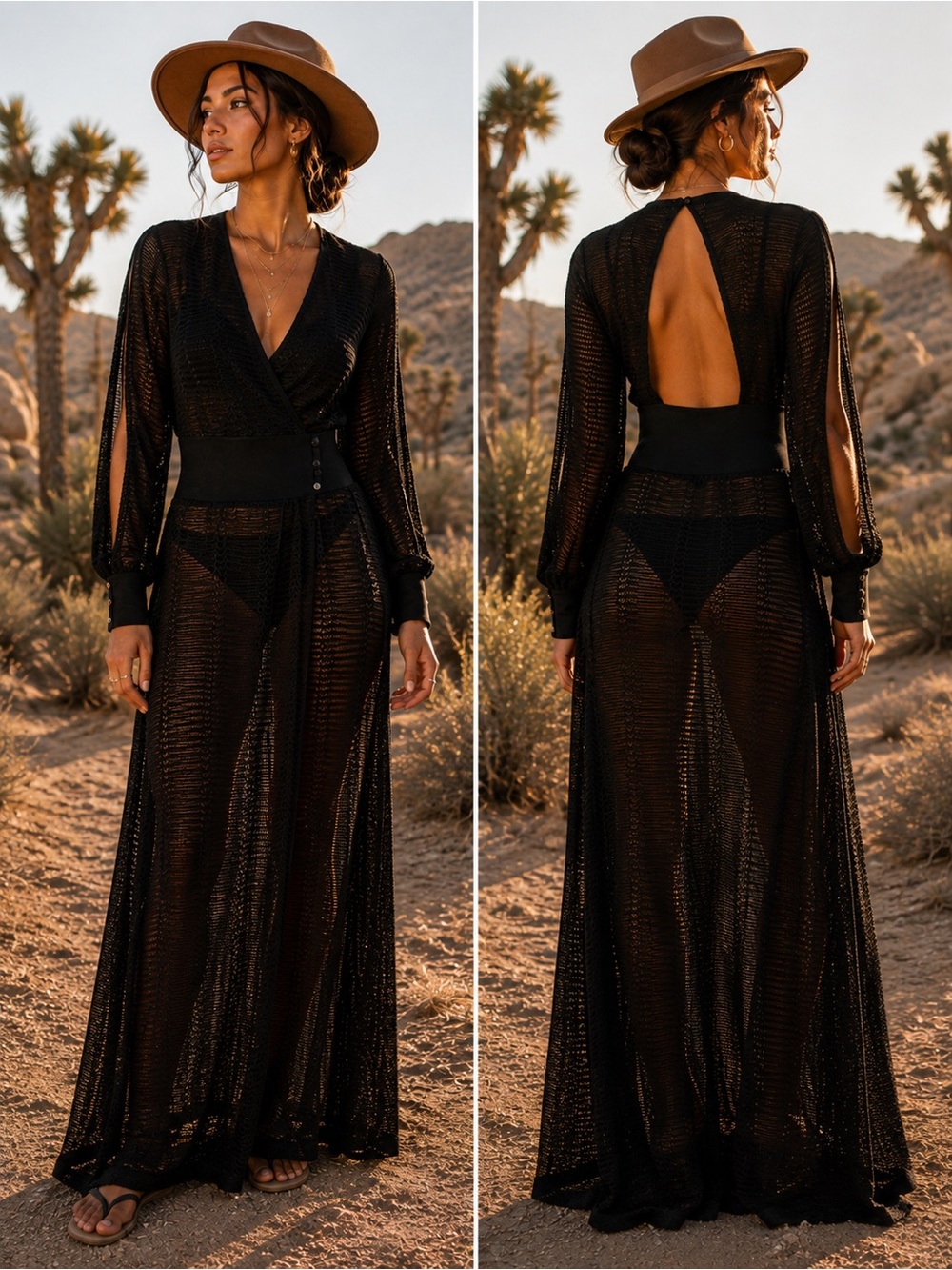 Tall Girl Friendly H&M Herringbone Style Mesh Netted Wrap Maxi Dress Size 4